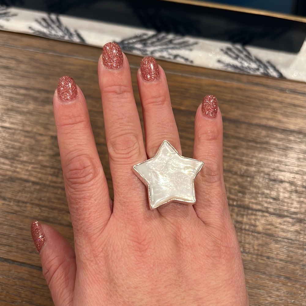 Mother of Pearl and Sterling Silver Star Ring